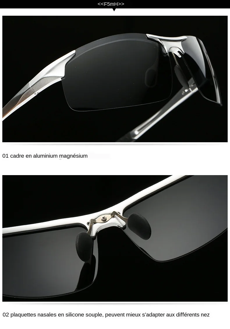 AORON – lunettes de soleil polarisées pour hommes, monture en aluminium et magnésium, lunettes de Sport rétro pour conducteur, lunettes de soleil UV400 Anti-éblouissement AORON – lunettes de soleil polarisées pour hommes, monture en aluminium et magnésium, lunettes de Sport rétro pour conducteur, lunettes de soleil UV400 Anti-éblouissement