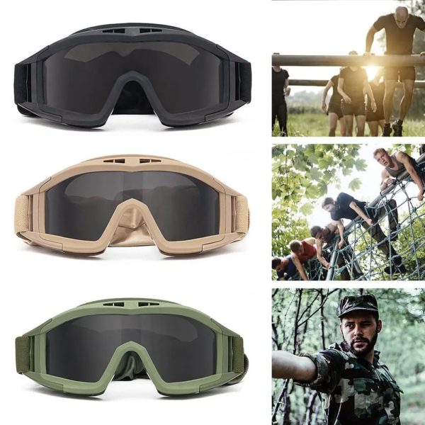 DulGoggles-Lunettes de tir coupe-vent et anti-poussière, lunettes d'alpinisme de moto de motocross, lunettes de protection sûres, 3 lentilles – Image 3