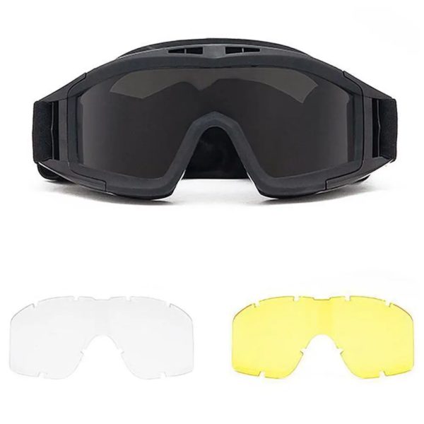 DulGoggles-Lunettes de tir coupe-vent et anti-poussière, lunettes d'alpinisme de moto de motocross, lunettes de protection sûres, 3 lentilles – Image 4