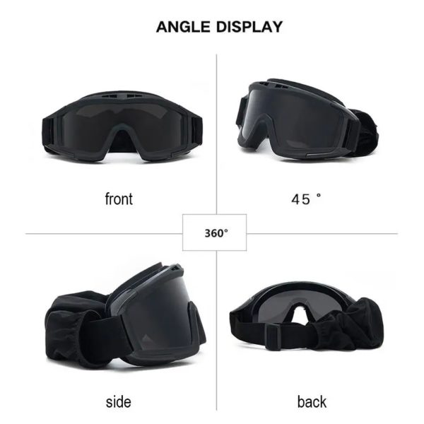 DulGoggles-Lunettes de tir coupe-vent et anti-poussière, lunettes d'alpinisme de moto de motocross, lunettes de protection sûres, 3 lentilles – Image 5