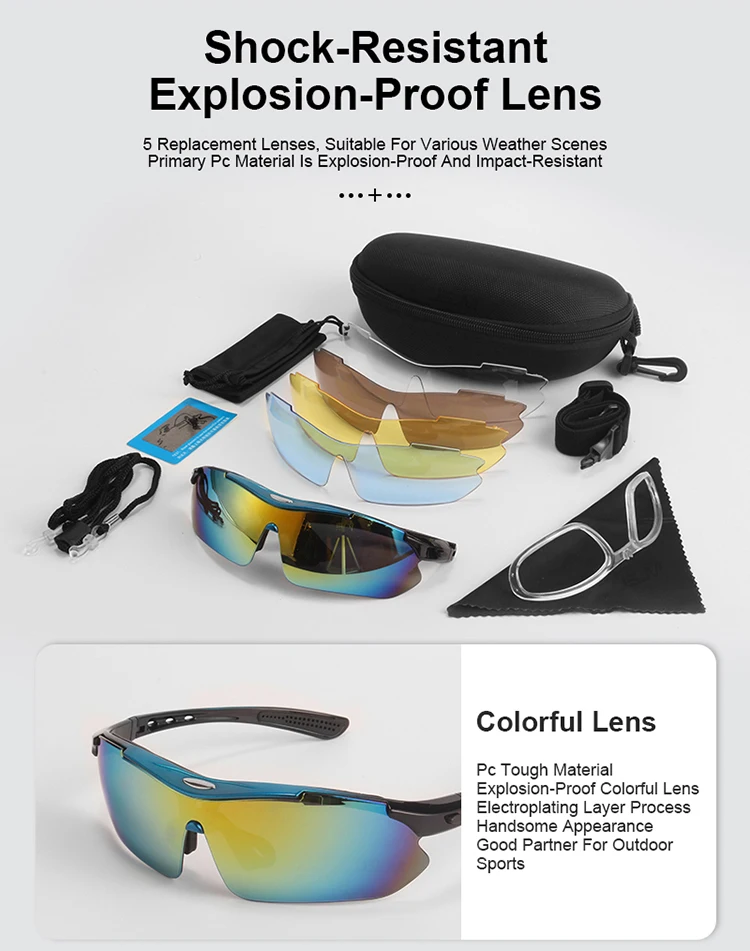 Lunettes DulGoggles polarisées pour hommes, coupe-vent, anti-poussière, lunettes d'escalade, lunettes de protection de sécurité, sports de plein air, nouveau, ensemble de 5 lentilles