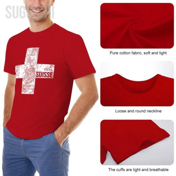T-shirt à col rond unisexe, 100% coton, pour homme et femme, Swiss Feel, Zurich, Genève – Image 5