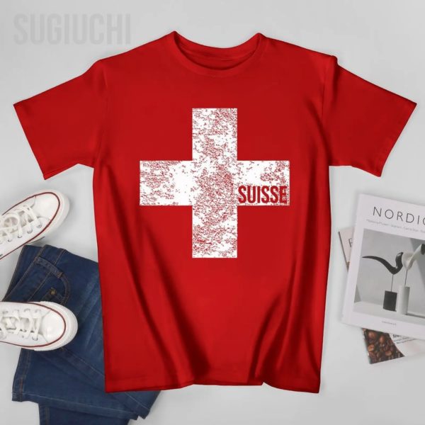 T-shirt à col rond unisexe, 100% coton, pour homme et femme, Swiss Feel, Zurich, Genève