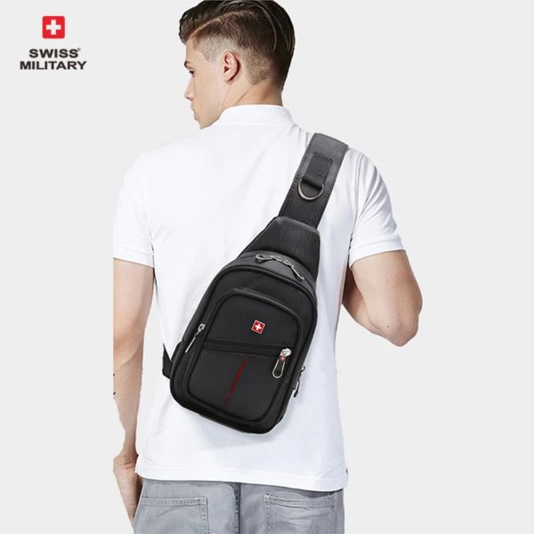 SWISS-Sacs de poitrine imperméables pour hommes, sac à bandoulière initié, sac à bandoulière durable, sac à bandoulière pratique, grand espace, loisirs en plein air – Image 6