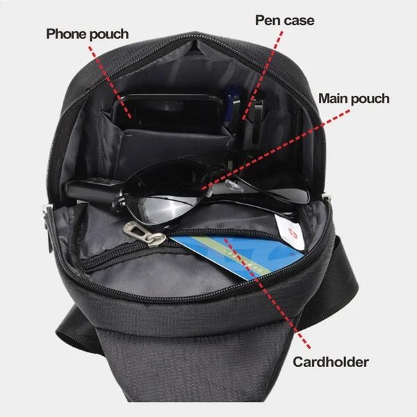 SWISS-Sacs de poitrine imperméables pour hommes, sac à bandoulière initié, sac à bandoulière durable, sac à bandoulière pratique, grand espace, loisirs en plein air – Image 3