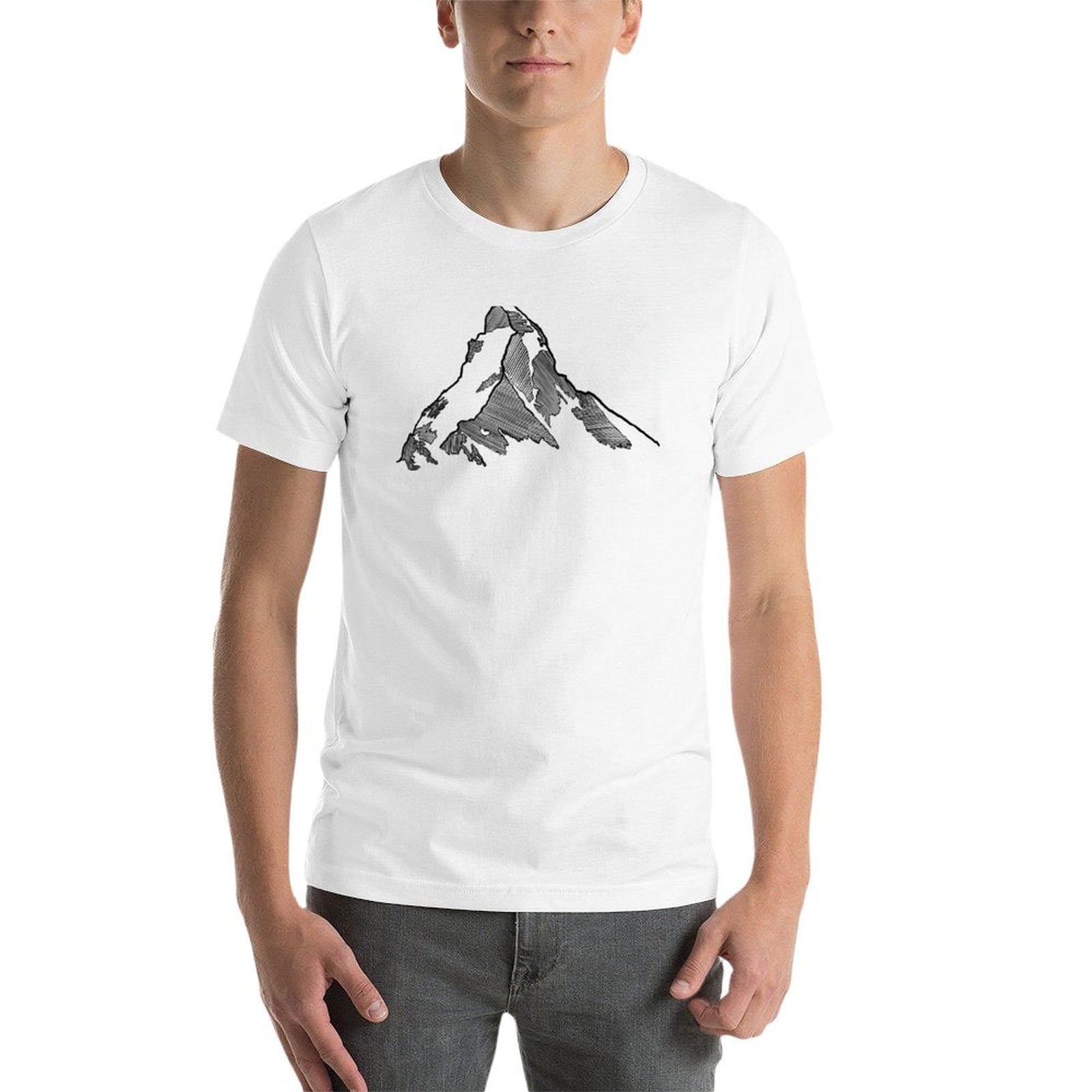 T-Shirt Surdimensionné pour Homme, Noir, Croquis de Montagne, Cervin, Suisse, Nouvelle Collection