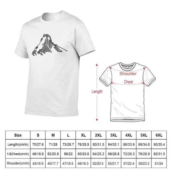 T-Shirt Surdimensionné pour Homme, Noir, Croquis de Montagne, Cervin, Suisse, Nouvelle Collection – Image 2