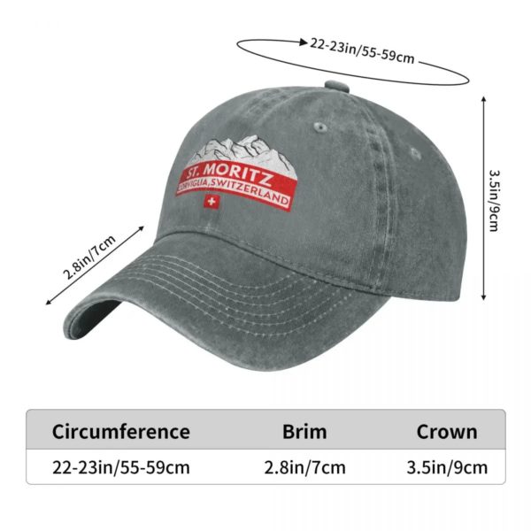Casquette de Baseball ST MORITZ CORVIGLIA SUISSE SKI SNOWBOARD, Cadeau à la Mode – Image 2