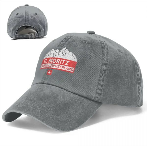 Casquette de Baseball ST MORITZ CORVIGLIA SUISSE SKI SNOWBOARD, Cadeau à la Mode – Image 3
