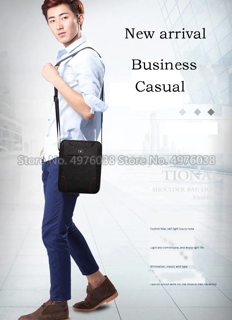 Sac à épaule imperméable pour hommes ipad 10.1 pouces, sacoche suisse simple pour hommes, sacoche 2019