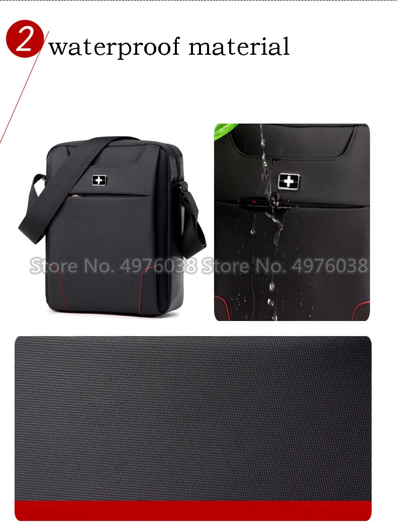 Sac à épaule imperméable pour hommes ipad 10.1 pouces, sacoche suisse simple pour hommes, sacoche 2019