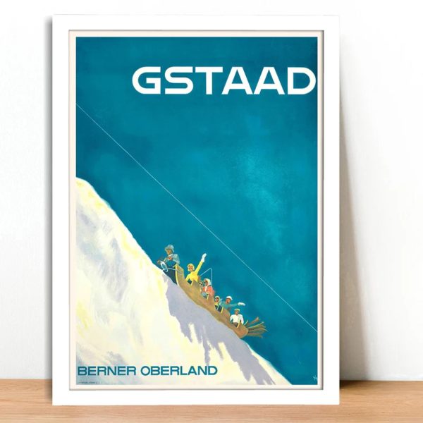 Affiche d'art de ski vintage pour la décoration intérieure, peinture sur toile, impressions murales, image, montagne, neige, Suisse, Oberland bernois, salon – Image 4