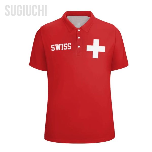 Polo Unisexe à Manches Courtes pour Homme, Vêtement à la Mode avec Impression 3D Suisse – Image 2