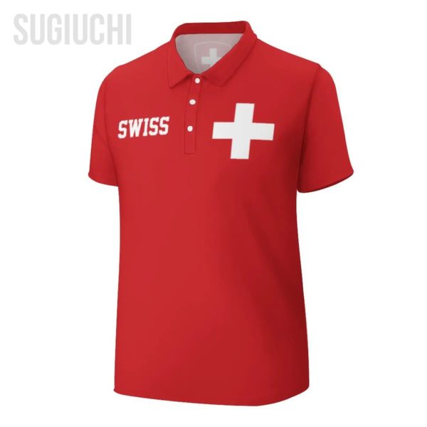 Polo Unisexe à Manches Courtes pour Homme, Vêtement à la Mode avec Impression 3D Suisse – Image 3