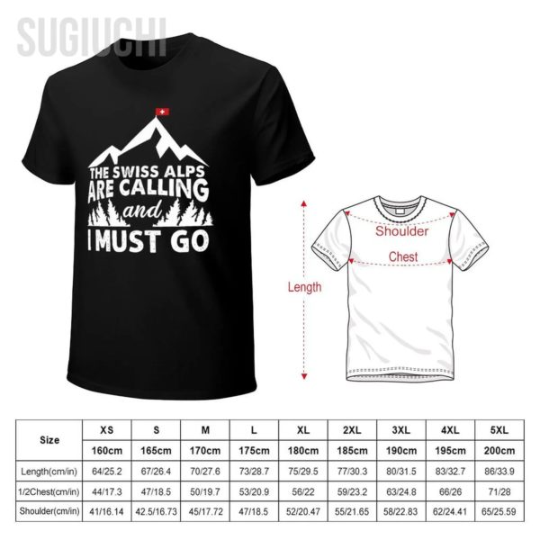 T-shirt col rond homme et femme, unisexe, 100% coton, Suisse, Alpes appellent I ista Go Mountains – Image 6