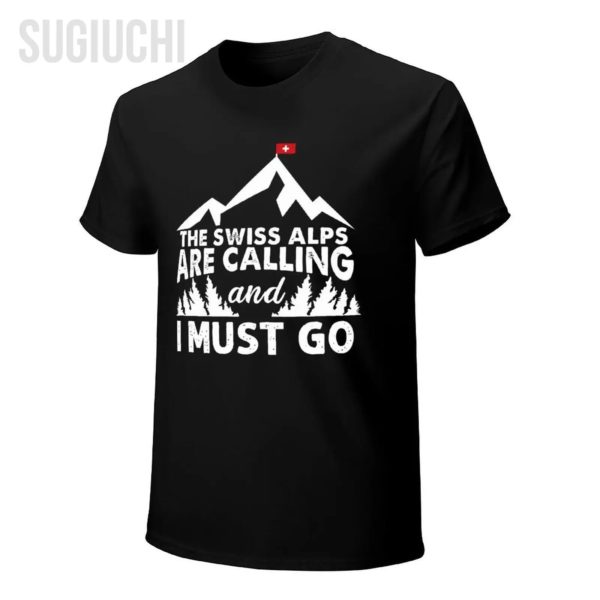 T-shirt col rond homme et femme, unisexe, 100% coton, Suisse, Alpes appellent I ista Go Mountains – Image 4