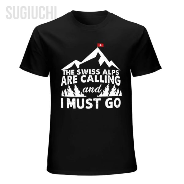 T-shirt col rond homme et femme, unisexe, 100% coton, Suisse, Alpes appellent I ista Go Mountains – Image 3