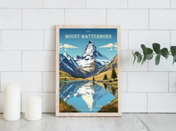 Toile de peinture de la Suisse sans cadre, image vintage de la ville de Berne, Cape Au Moine Mountain, image HD pour le salon, décoration d'intérieur – Image 3