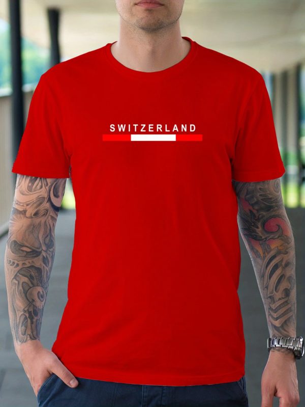 Suisse Graphique Hommes Manches Courtes Respzed T-shirt100 % Coton Confortable Extensible Carillons pour l'Été Style Décontracté Mode – Image 4