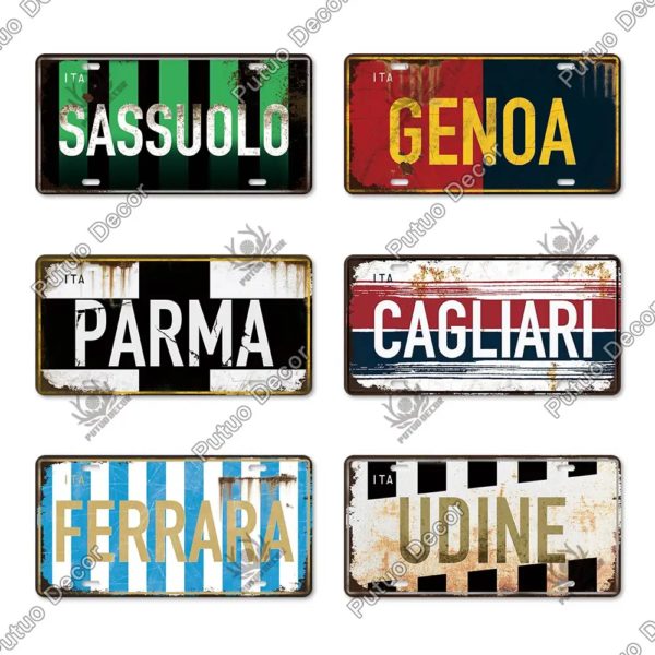 Putuo Decor-Plaque d'Immatriculation en Métal, Ville Italienne, 18/Vintage, Ari Mural pour Pub, Homme, Diversification, Club, Bar, Décoration Murale – Image 2