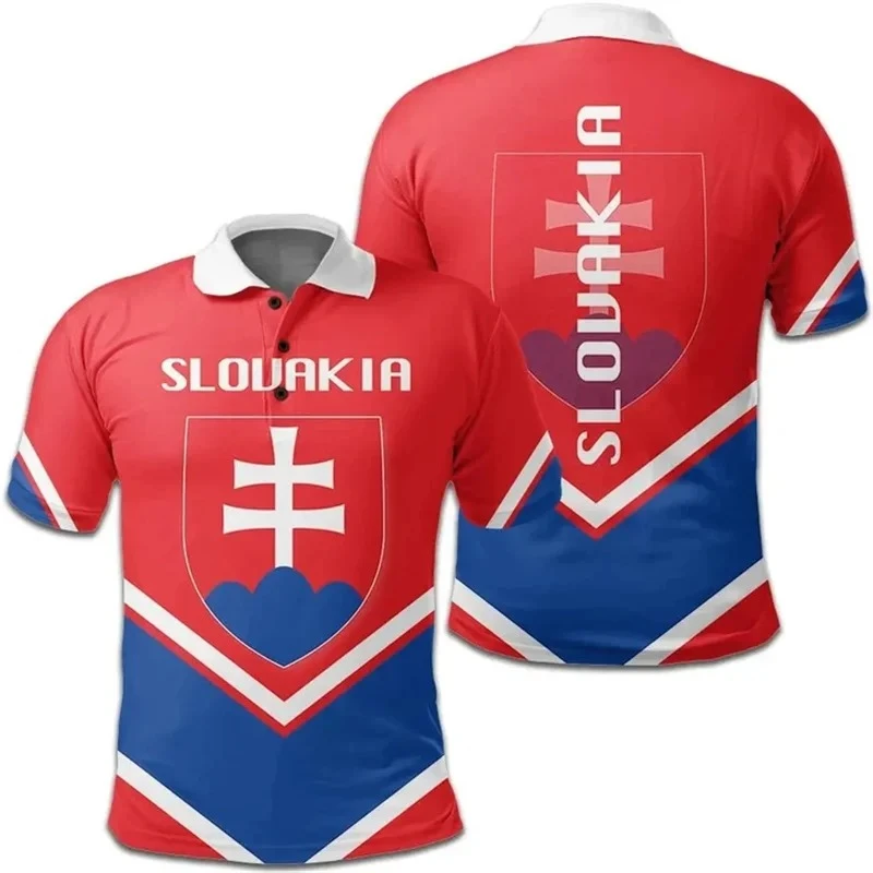 Polo de golf à manches courtes pour hommes, sensation de Slovaquie, impression 3D, vêtements décontractés, chemises de rue à la mode, Harajuku, tendance, nouveau haut, 2025