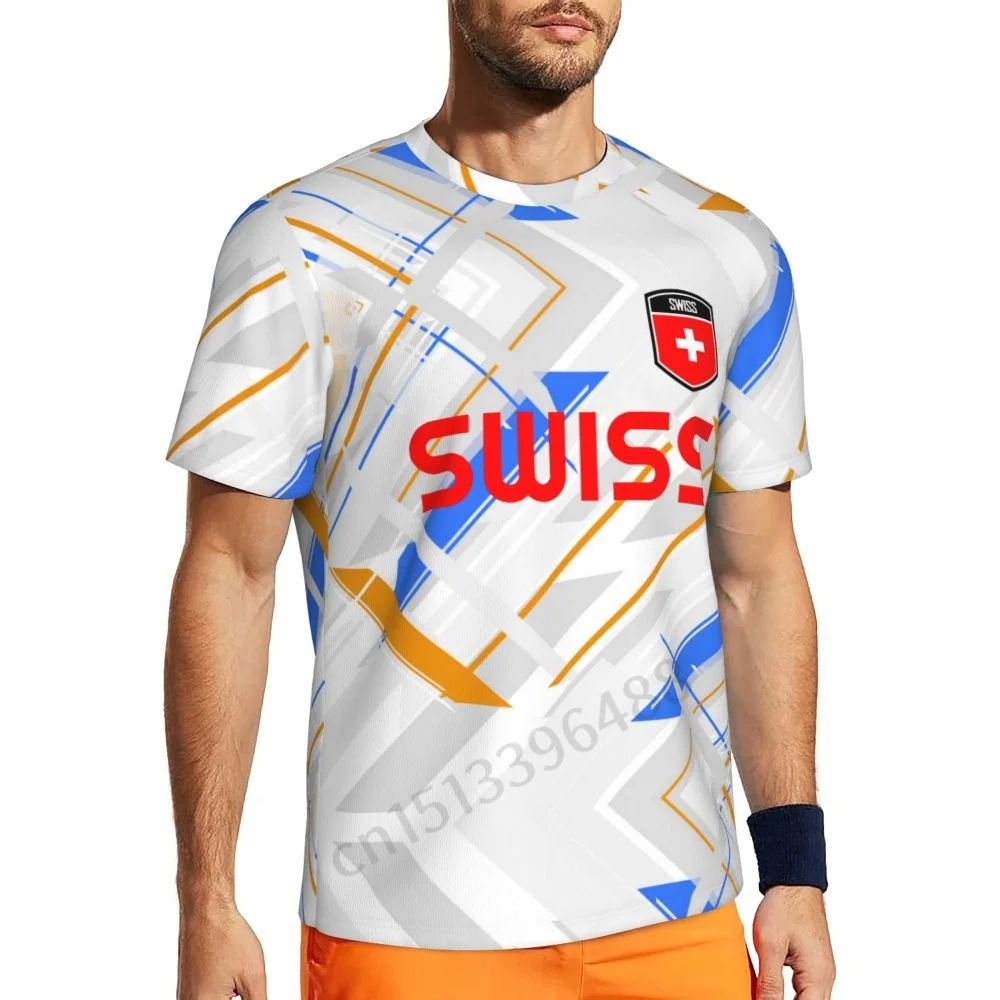 Switzerland Feel-T-shirt en maille à manches courtes pour homme, T-shirt imprimé en 3D, T-shirt d'été pour football, course à pied, tennis, fitness, Gérer