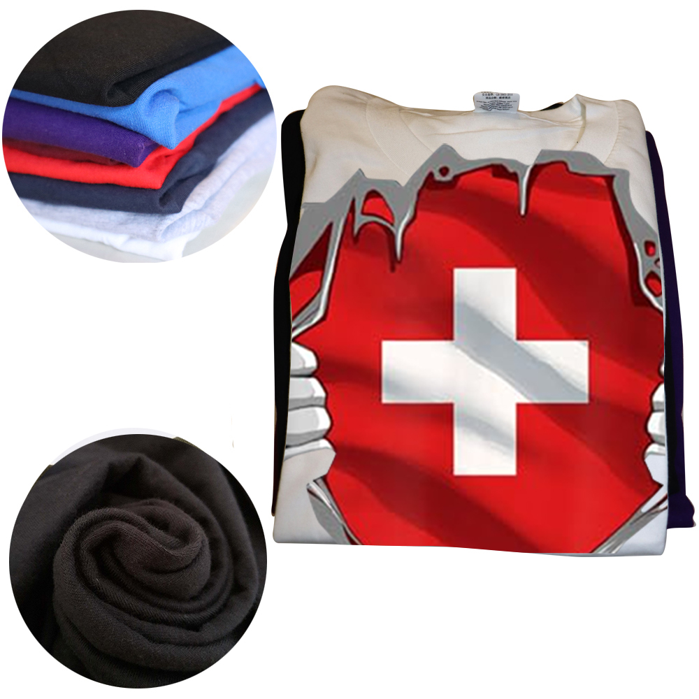 T-shirt à manches courtes et col rond, super Swiss Proud Switzerland Feel, Économie basiques décontractés, Vêtements à la mode