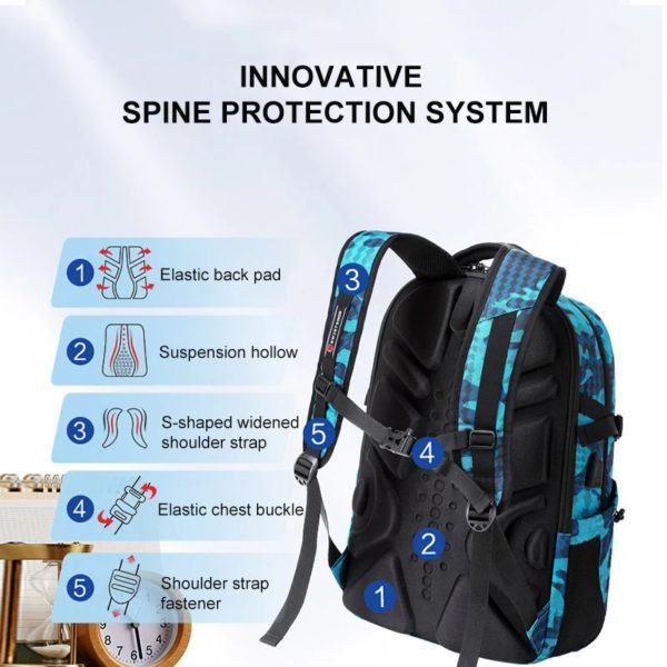 Sac à dos étanche pour ordinateur portable 17.3 pouces, pour hommes et femmes, avec chargeur USB, suisse, de voyage, d'école, Vintage, nouvelle collection – Image 2