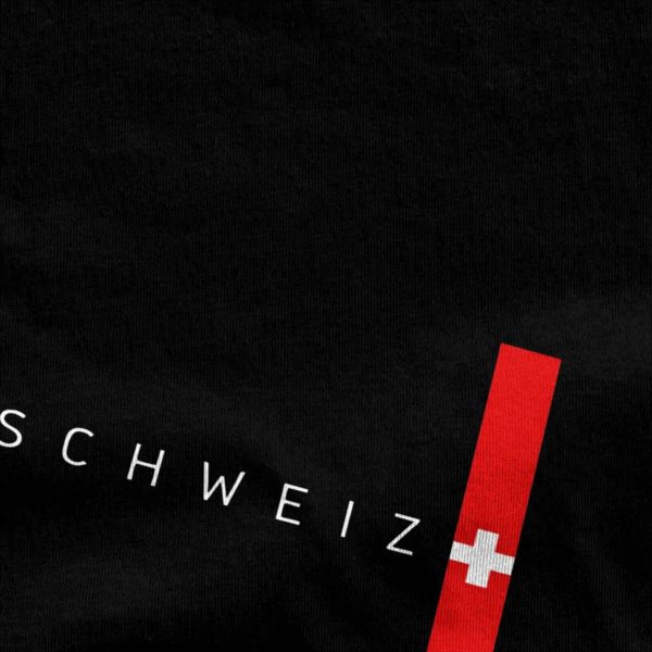 T-shirt manches courtes col rond pour homme, en coton pur, grande taille, nouveauté, drapeau suisse – Image 2
