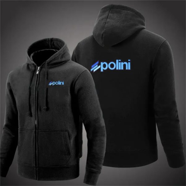 Polini Italie Scooter Inboulon tor Sweats à capuche zippés pour hommes, manches longues, épais, polaire, sourire, chaud, veste pour homme, automne, hiver, 2025 – Image 2