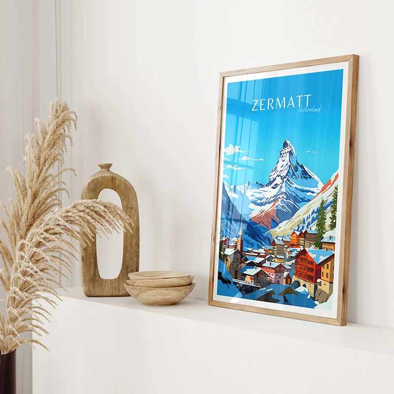 Affiche de Voyage en Suisse et Finlande, Laponie Porvoo Helsinki Zermatt, Peinture sur Toile, Tableau d'Art Mural pour Salon, Décoration de Maison
