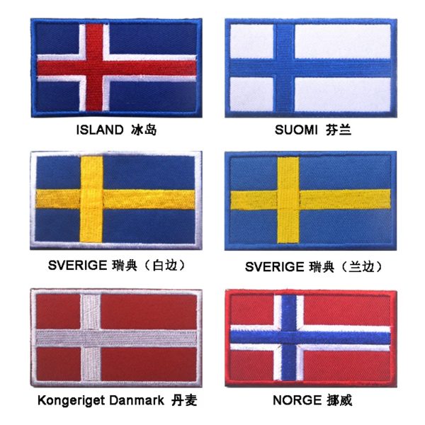 Patchs militaires brodés pour brassard, drapeau islande, norvège, suède, danemark, finlande, suisse, pour vêtements, couture tactique – Image 3