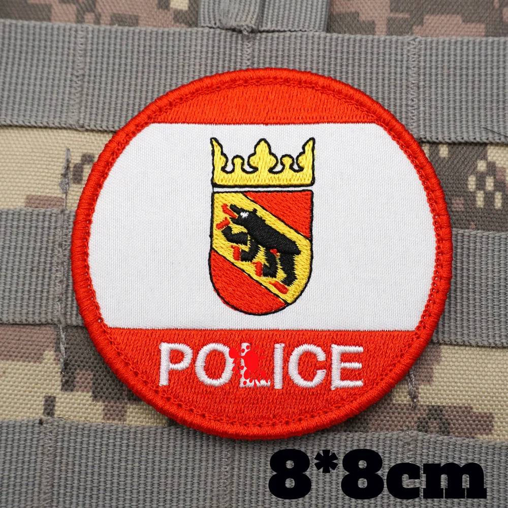Patchs brodés de drapeau suisse, brassard militaire, badge de sac à dos avec support à crochet pour vêtements