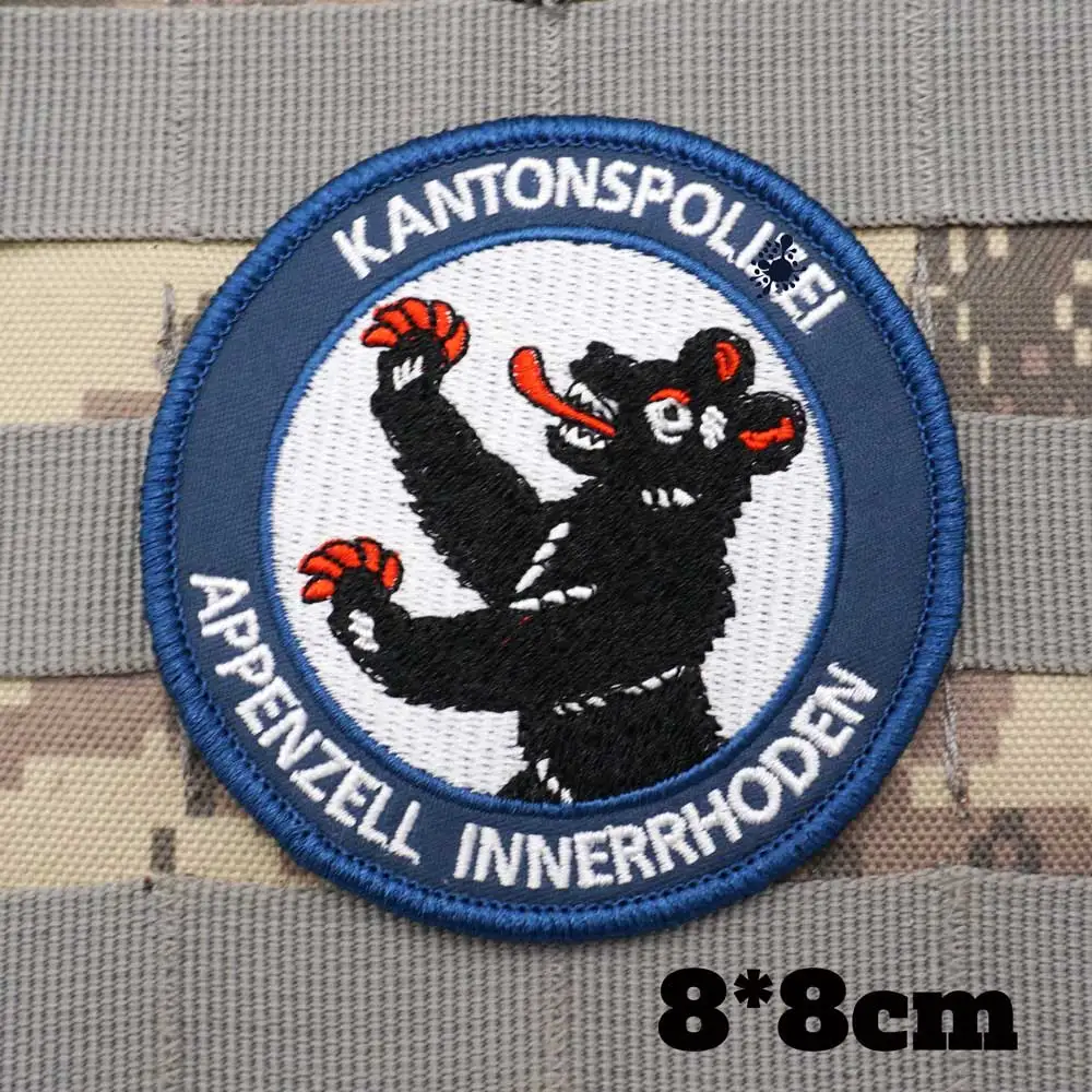 Patchs brodés de drapeau suisse, brassard militaire, badge de sac à dos avec support à crochet pour vêtements