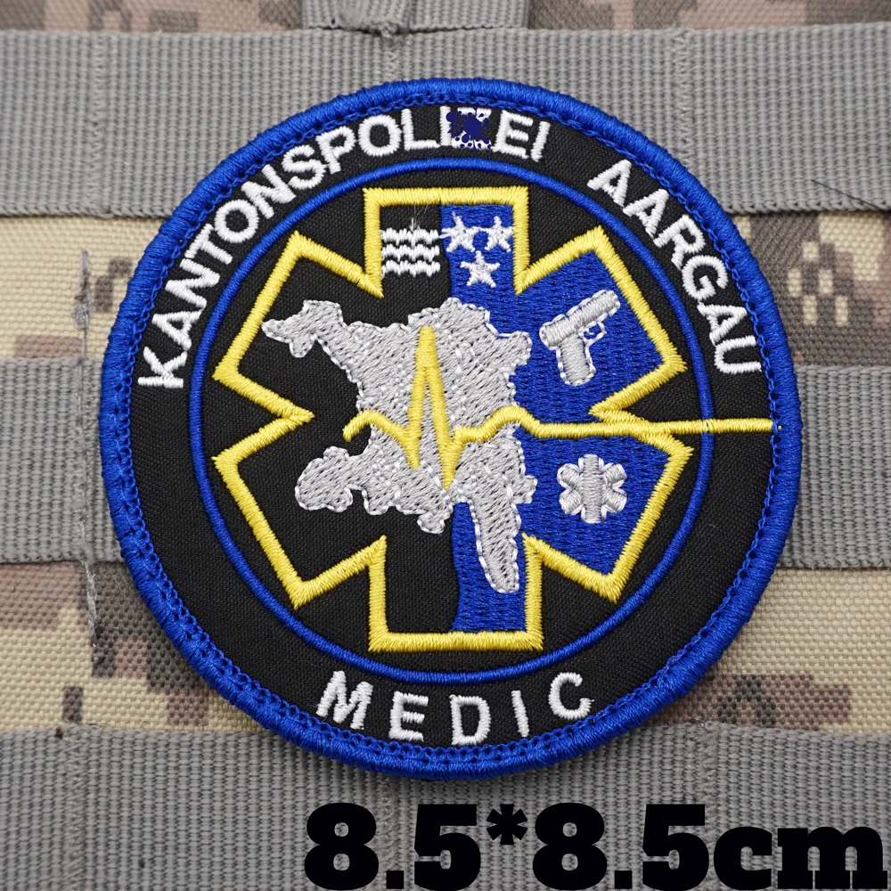 Patchs brodés de drapeau suisse, brassard militaire, badge de sac à dos avec support à crochet pour vêtements