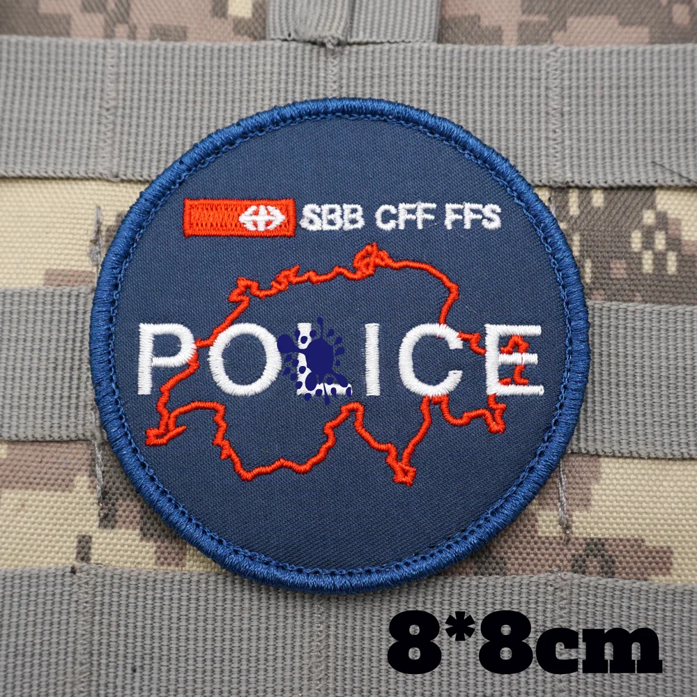 Patchs brodés de drapeau suisse, brassard militaire, badge de sac à dos avec support à crochet pour vêtements
