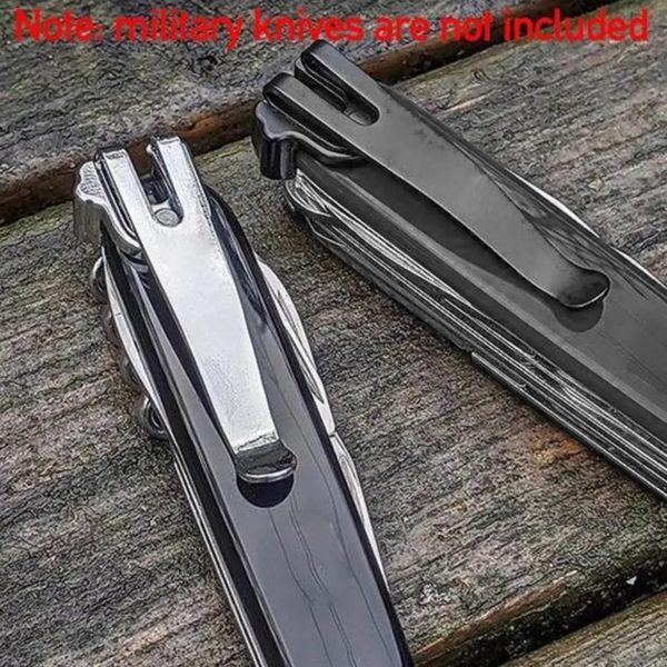 Couteau militaire en acier inoxydable, clip arrière de 91mm, clip de poche à la taille, clip de poche de transport profond pour couteau suisse de 91mm, 1 pièce – Image 2