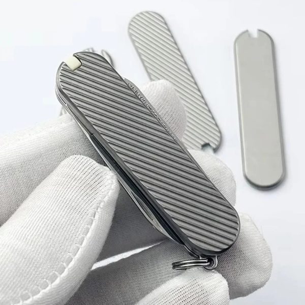Patch de manche TC4 modifié en alliage de titane, matériau de manche de couteau bricolage, 58mm, Victorinox Swiss Army, 1 paire
