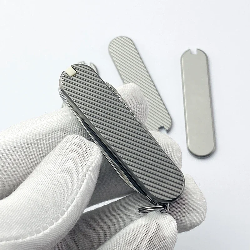 Patch de manche TC4 modifié en alliage de titane, matériau de manche de couteau bricolage, 58mm, Victorinox Swiss Army, 1 paire
