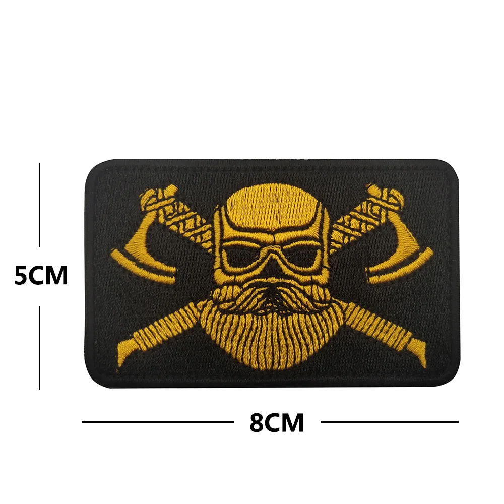 Emrboidery Dulviking avec hache double pour homme, hache militaire, patch d'étiquette de l'armée en caoutchouc PVC, chemise à coudre, chapeau de sac