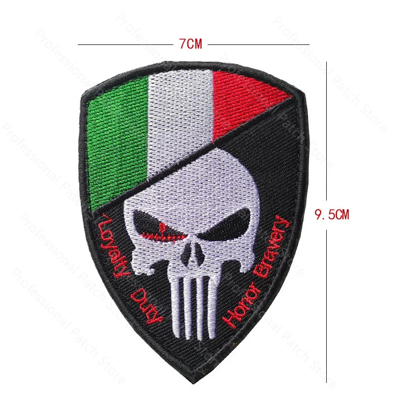 Danemark ges Brodés Militaires en Caoutchouc pour Pays-Bas, Belgique et Italie, Bouclier de l'Armée Italienne/Lancer IR