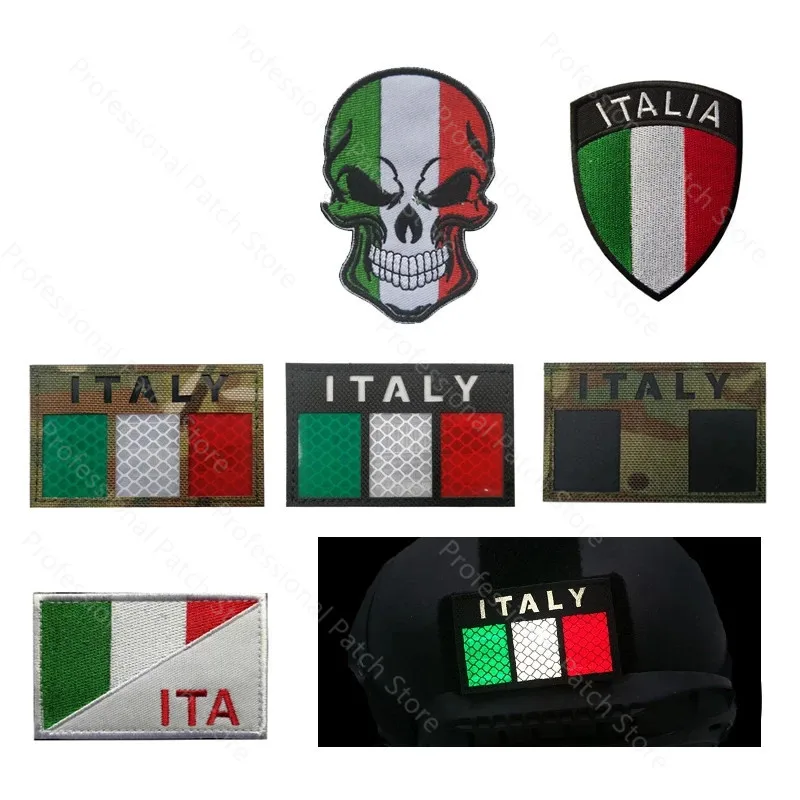 Danemark ges Brodés Militaires en Caoutchouc pour Pays-Bas, Belgique et Italie, Bouclier de l'Armée Italienne/Lancer IR