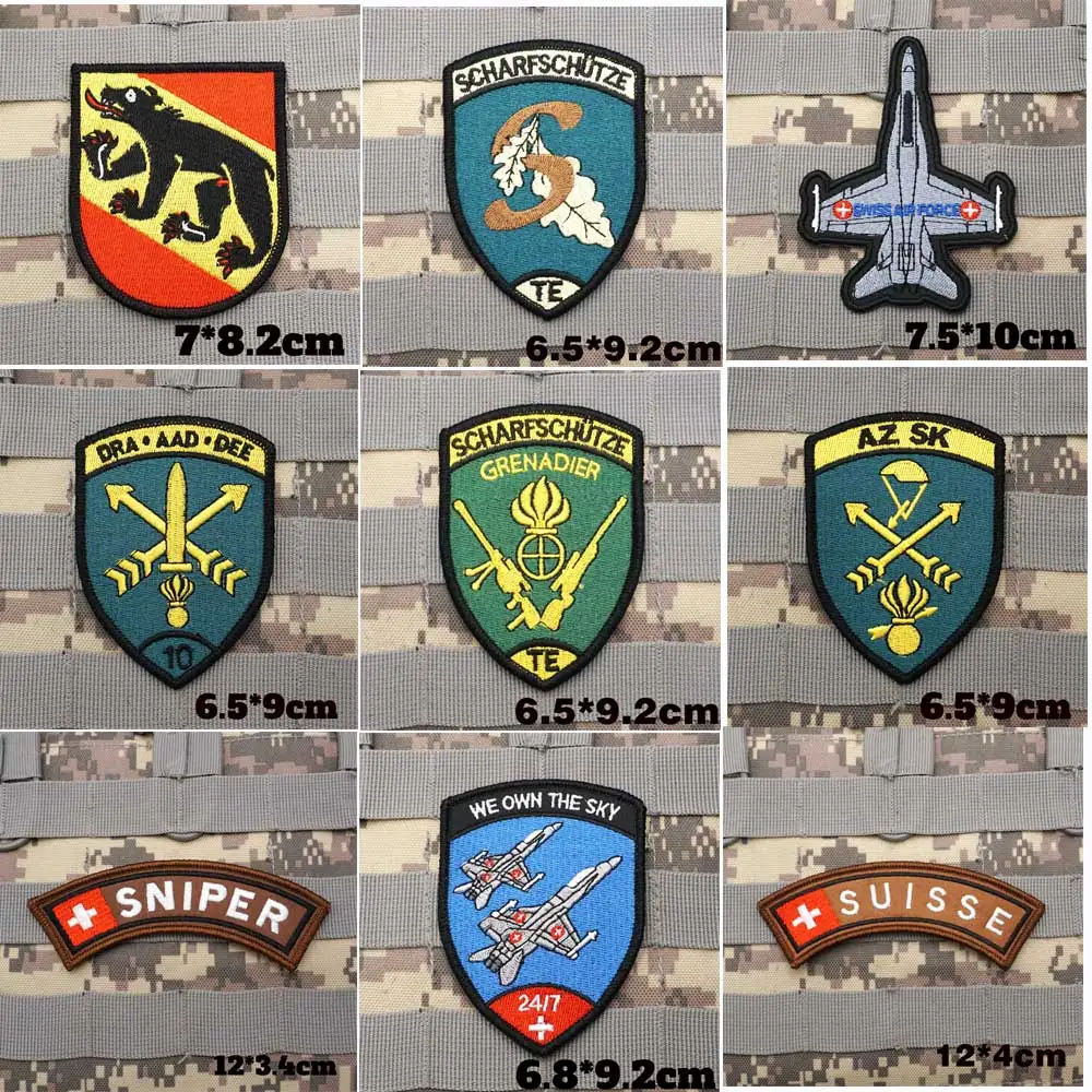 Patchs Brodés Militaires de Sniper Suisse, Danemark ge de Sac à Dos avec Support à Crochet pour Vêtements
