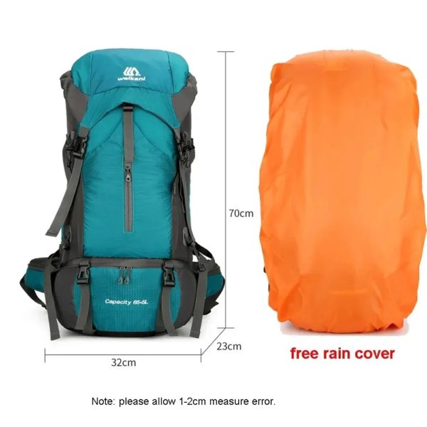 Sac à dos imperméable en nylon avec housse de pluie pour homme, sac de voyage de camping, randonnée en plein air, canadisme, escalade initiée, sacs de voyage – Image 6