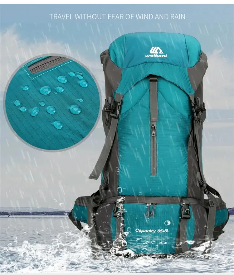 Sac à dos imperméable en nylon avec housse de pluie pour homme, sac de voyage de camping, randonnée en plein air, canadisme, escalade initiée, sacs de voyage
