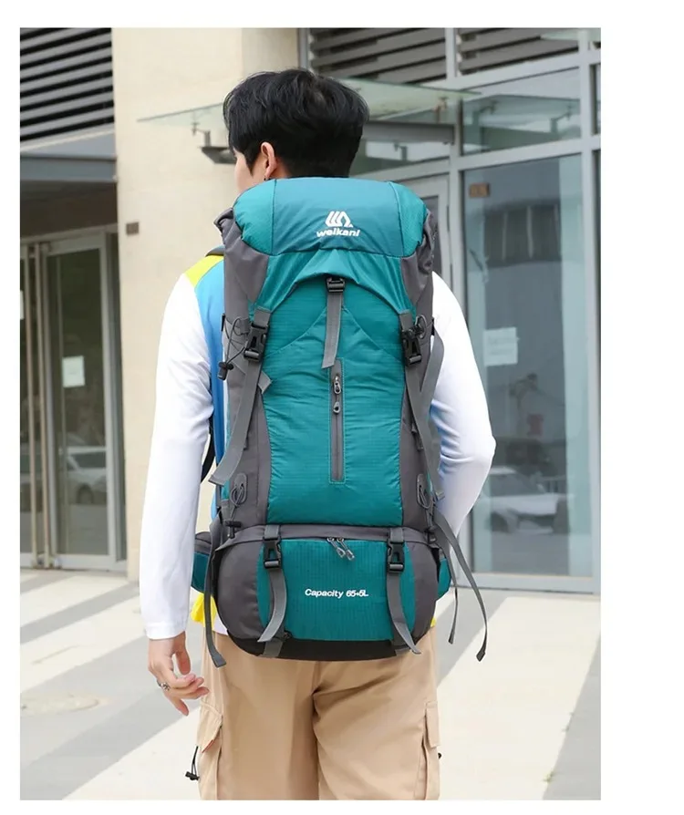 Sac à dos imperméable en nylon avec housse de pluie pour homme, sac de voyage de camping, randonnée en plein air, canadisme, escalade initiée, sacs de voyage