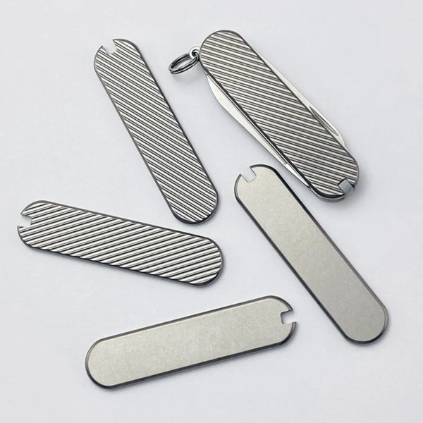 Écailles de manche de couteau pliant en alliage de titane, patch de poignée pour tige opaque de l'armée suisse Victorinox, accessoires de fabrication de bricolage, 58mm, 1 paire