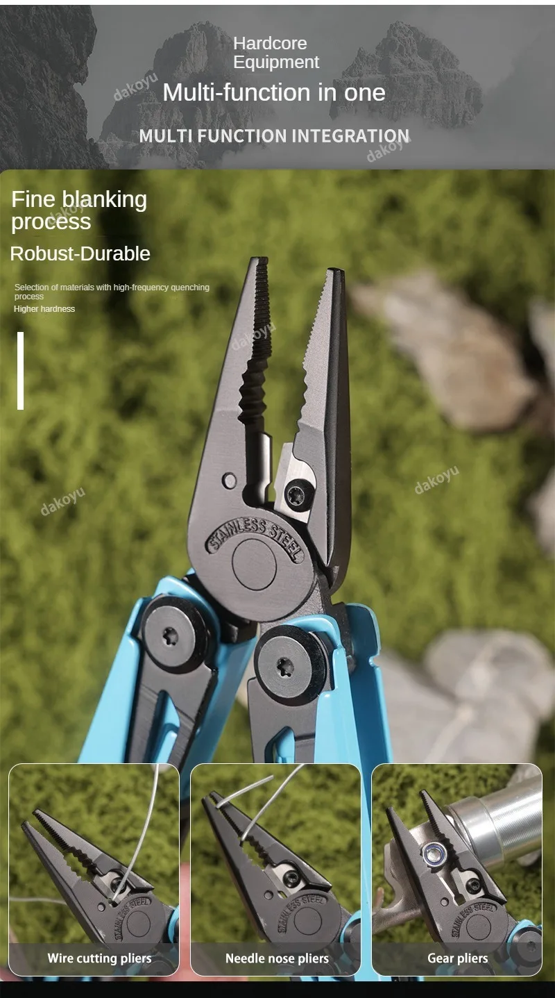 DAKOYU-Outil suisse multifonctionnel avec sifflet, pince d'extérieur, DKShadow disponible en plusieurs couleurs, équipement de camping extérieur