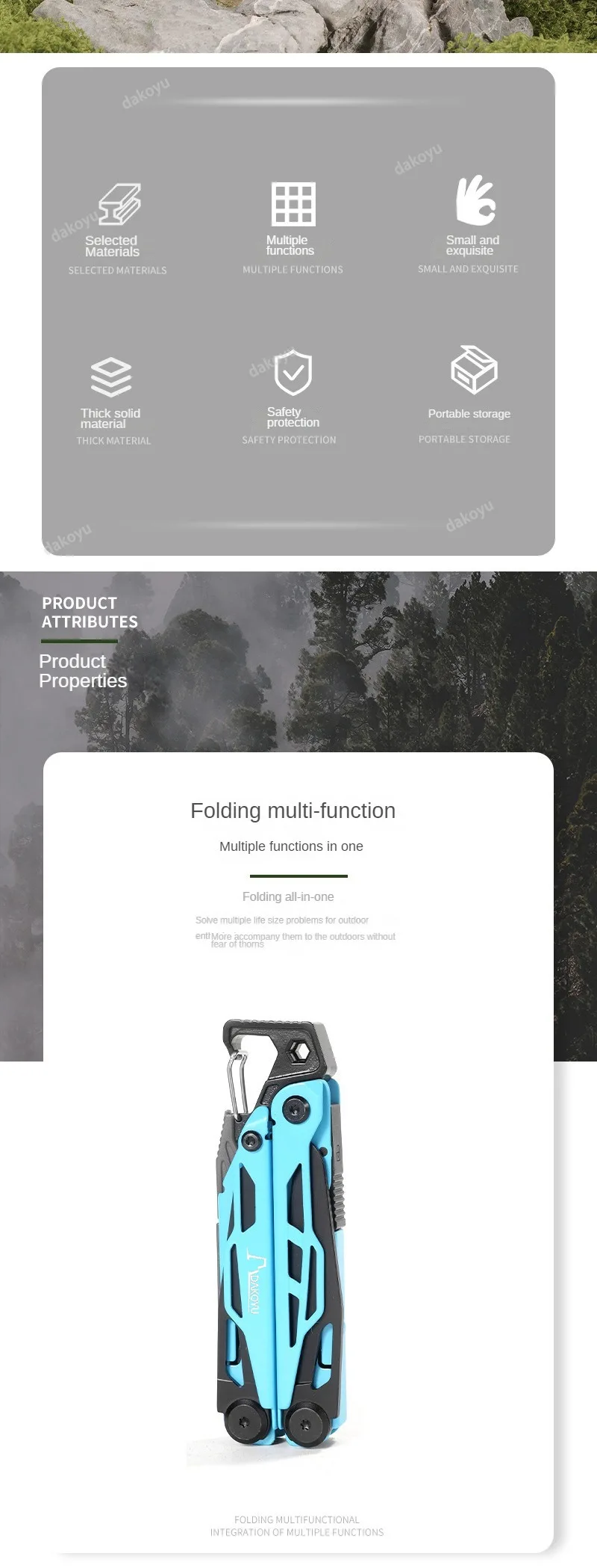 DAKOYU-Outil suisse multifonctionnel avec sifflet, pince d'extérieur, DKShadow disponible en plusieurs couleurs, équipement de camping extérieur
