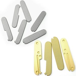 Écailles à manche de couteau en alliage de titane et laiton, patchs pour stries de poisson radial opaque de l'armée suisse Victorinox 91mm, 1 paire